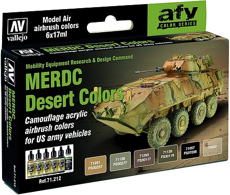 Vallejo US Army Vehiclw Colors (6 Colors) Hobby and Model Paint Set #71212