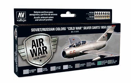 Vallejo Soviet/Russian Colors Cold War Silver Darts 1950 1980 Hobby and Model Acrylic Paint Set #71610