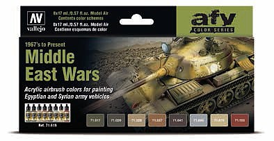 Vallejo Middle East Wars 1967s to Present Model Air (8 Colors) Hobby and Model Paint Set #71619