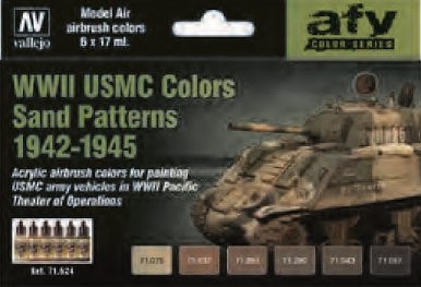 Vallejo WWII USMC Sand Patterns 1942-1945 Model Air AFV (6 Colors) Hobby and Model Paint Set #71624