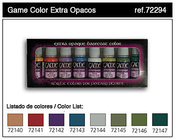 Vallejo Extra Opaques Game Color Paint Set (8 Colors) Hobby and Model Paint Set #72294