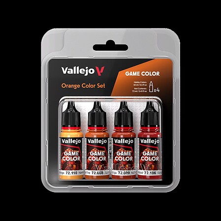 Vallejo Orange Game Color Paint Set (4 Colors) (18ml) Hobby and Model Acrylic Paint Set #72381