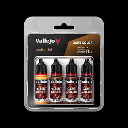 Vallejo Leather Game Color Paint Set (4 Colors) (18ml) Hobby and Model Acrylic Paint Set #72385