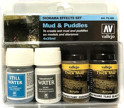 Vallejo Mud & Puddles Diorama Effect (4 Different) Hobby and Model Paint Set #73189