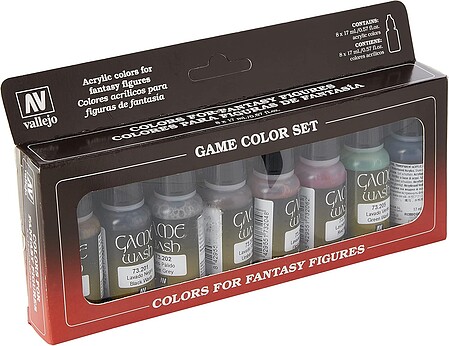 Vallejo Game Color Wash Set (8 Colors) 17ml Bottles Airbrush Accessory #73998