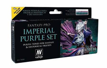 Vallejo Imperial Purple Tones Fantasy-Pro Paint Set (8 Colors) Hobby and Model Paint Set #74104