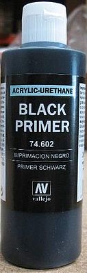 Vallejo Black Primer 200ml Bottle Hobby and Model Paint Supply #74602