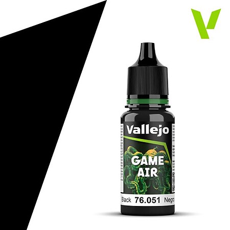 Vallejo (bulk of 6) Black Game Air (18ml Bottle) Hobby and Plastic Model Acrylic Paint #76051
