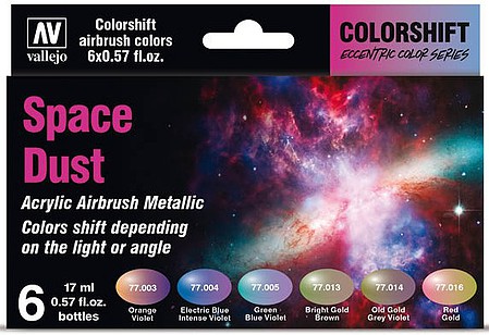 Vallejo Space Dust Colorshift Metallic Paint Set (6 Colors) Hobby and Model Paint Set #77091