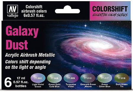 Vallejo Galaxy Dust Colorshift Metallic Paint Set (6 Colors) Hobby and Model Paint Set #77092