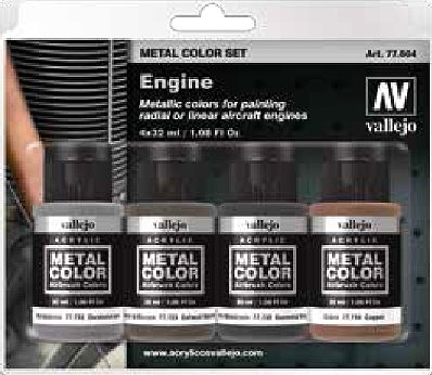 Vallejo Aircraft Engine Metal Color Paint Set (4 Colors) Hobby and Model Paint Set #77604