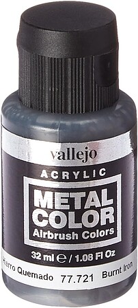 Vallejo Burnt Iron Metal Color (32ml Bottle) Hobby and Model Acrylic Paint #77721