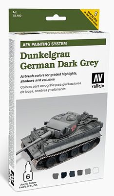 Vallejo AFV German Dark Grey Paint Set (6 Colors) Hobby and Model Paint Set #78400