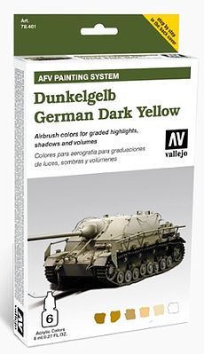 Vallejo AFV German Dark Yellow Paint Set (6 Colors) Hobby and Model Paint Set #78401