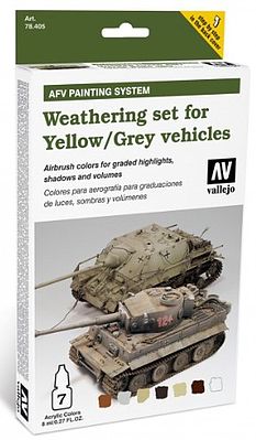 Vallejo AFV Yellow/Grey Vehicles Weathering Set (7 Colors) Hobby and Model Paint Set #78405