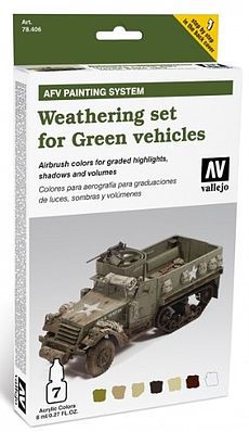 Vallejo AFV Green Vehicles Weathering Set (7 Colors) Hobby and Model Paint Set #78406