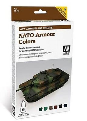 Vallejo NATO Camouflage AFV Paint Set (6 Colors) Hobby and Model Paint Set #78413