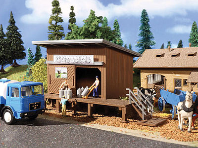Vollmer Wood Milk Can Collection Shed with Wood Platform Kit HO Scale Model Railroad Building #3856