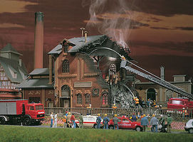 Vollmer Factory On Fire Kit HO Scale Model Railroad Building #45601 Vollmer Factory On Fire Kit HO Scale Model Railroad Building #45601