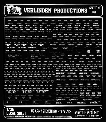 Verlinden US Army Black Stenciling #2 Plastic Model Military Decal 1/35 Scale #0161
