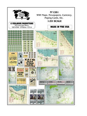 Verlinden WWII Maps, Newspapers, Etc. Plastic Model Military Decal 1/35 Scale #1281
