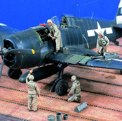 Verlinden USN Flight Deck Crew WWII Resin Model Military Figure Kit 1/48 Scale #1295