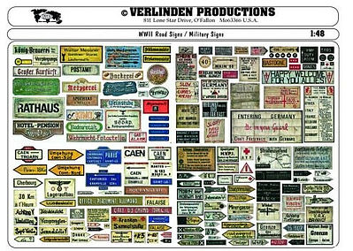 Verlinden Road & Military Signs WWII Plastic Model Military Decal 1/48 Scale #2216