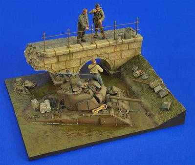 35 diorama military verlinden scale tank 2469 stuck damaged resin section bridge kit miniatures models