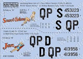 Warbird P51D Sweet Arlene, Jan Plastic Model Aircraft Decal 1/32 Scale #132006 Warbird P51D Sweet Arlene, Jan Plastic Model Aircraft Decal 1/32 Scale #132006