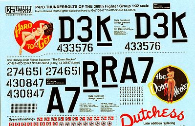Warbird P47D Hard to Get, The Down Necker Plastic Model Aircraft Decal 1/32 Scale #132029