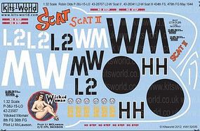 Warbird P38J Scat, Scat II, Wicked Woman Plastic Model Aircraft Decal 1/32 Scale #132035