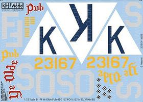 Warbird B17F Ye Olde Pub Plastic Model Aircraft Decal 1/32 Scale #132063