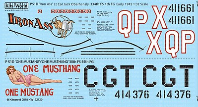 Warbird P51D Iron Ass and One Mustang/One Mustang Plastic Model Aircraft Decal 1/32 Scale #132129