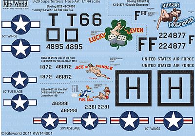 Warbird B29 Superfortress Nose Art Plastic Model Aircraft Decal 1/144 Scale #144001