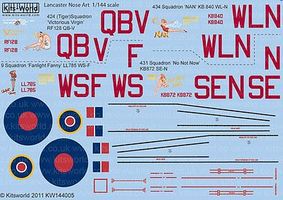 Warbird Avro Lancaster Victorious Virgin, Nan, Fanlight Fanny, No Not Now Decal 1/144 Scale #14400 Warbird Avro Lancaster Victorious Virgin, Nan, Fanlight Fanny, No Not Now Decal 1/144 Scale #14400