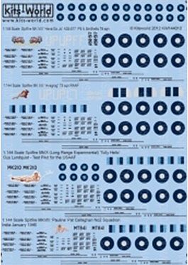 Warbird Spitfire Tolly Hello, Paulie, Hava Go Jo, Avagrog Model Aircraft Decal 1/144 Scale #144010
