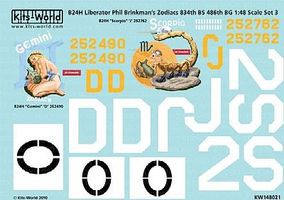 Warbird B24H 486th BG Gemini, Scorpio Zodiacs Plastic Model Aircraft Decal 1/48 Scale #148021