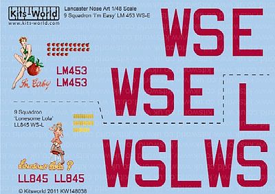Warbird Avro Lancaster Im Easy, Lonesome Lola Plastic Model Aircraft Decal 1/48 Scale #148038