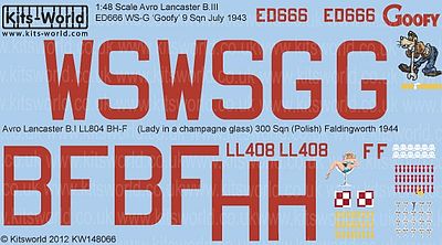 Warbird Avro Lancaster Goofy, Lady in a Champagne Glass Model Aircraft Decal 1/48 Scale #148066