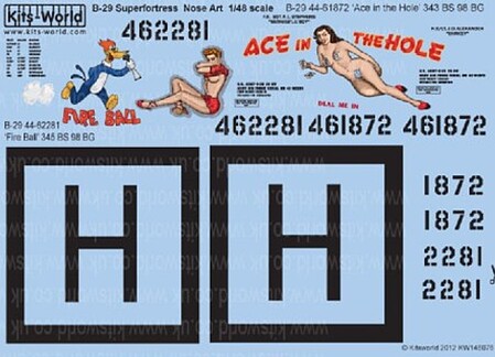 Warbird B29A Ace in the Hole, Fire Ball Yokota Japan 1951 Decal 1/48 Scale #148076