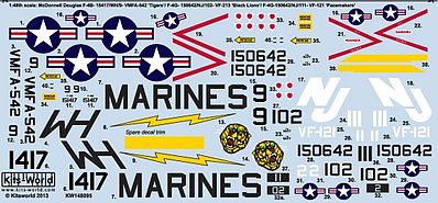 Warbird McDonnell F4B Phantom Tigers, Black Lions, Pacemakers Model Aircraft Decal 1/48 #148095