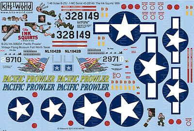 Warbird B25J The Ink Squirts, Pacific Prowler Plastic Model Aircraft Decal 1/48 Scale #148098