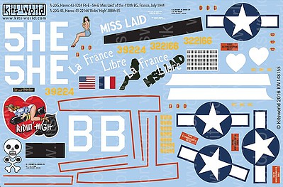 Warbird A20G Havocs Miss Laid and Ridin High Plastic Model Aircraft Decal 1/48 Scale #148155