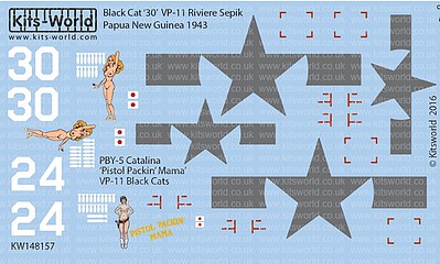 Warbird PBY5 Catalina Black Cat 30 VP11 Plastic Model Aircraft Decal 1/48 Scale #148157