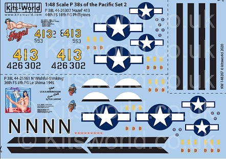 Warbird P38L of the Pacific Set 2 Plastic Model Aircraft Decal 1/48 Scale #148207