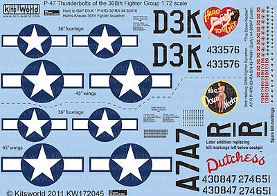Warbird P47D Hard to Get, The Down Necker Plastic Model Aircraft Decal 1/72 Scale #172045