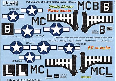 Warbird P51D Panty Waste, EK & Jay Bee Suzanne Plastic Model Aircraft Decal 1/72 Scale #172047