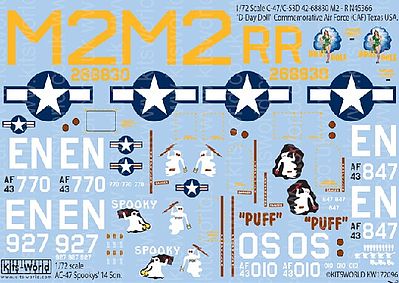 Warbird C47/C53D D-Day Doll Commemorative AF Texas Decal Plastic Model Decal Kit 1/72 Scale #172096