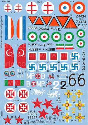 Warbird Hawker Hurricane Foreign Operators Plastic Model Aircraft Decal Kit 1/72 Scale #172144