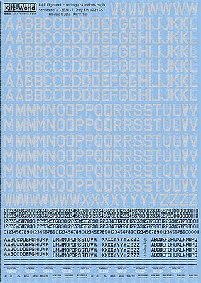 Warbird RAF 24 inch Sea Gray Codes, 8 inch Black Letters/#s Plastic Model Decal Kit 1/72 #172155